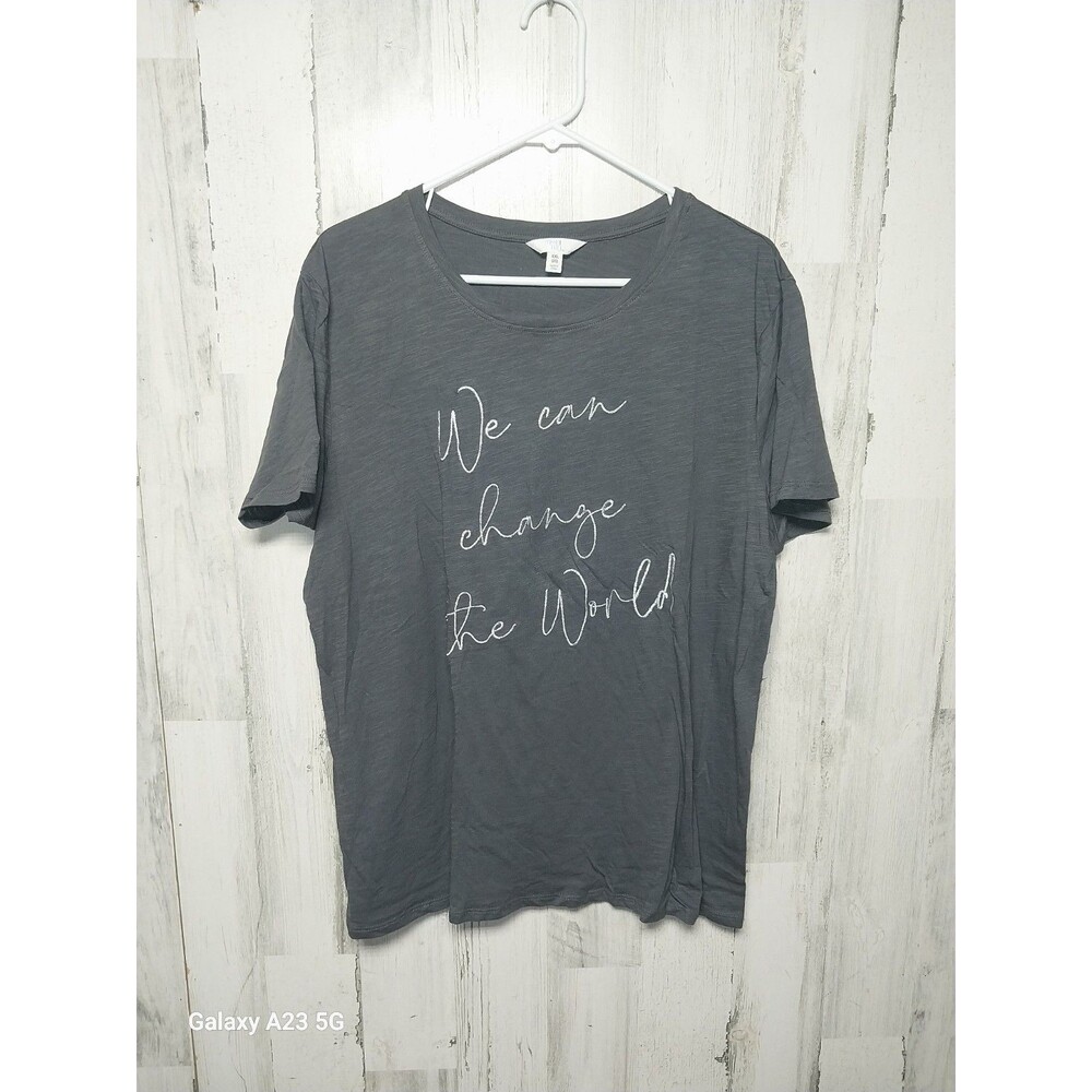 Time & Tru Short Sleeve Graphic Tee XXL Gray
